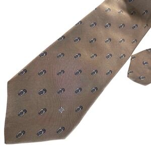Vintage Celine Paris Silk Necktie 3.25" Brown Macadam Triomphe Logo Hand Made